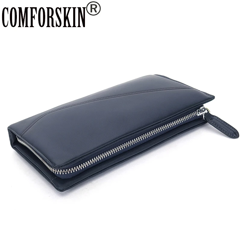 

100% Luxurious Long Large Capacity Multi-Card Purse First Layer Of Real Leather Business Soft Man Clutch Wallet 2017 Hot Sale