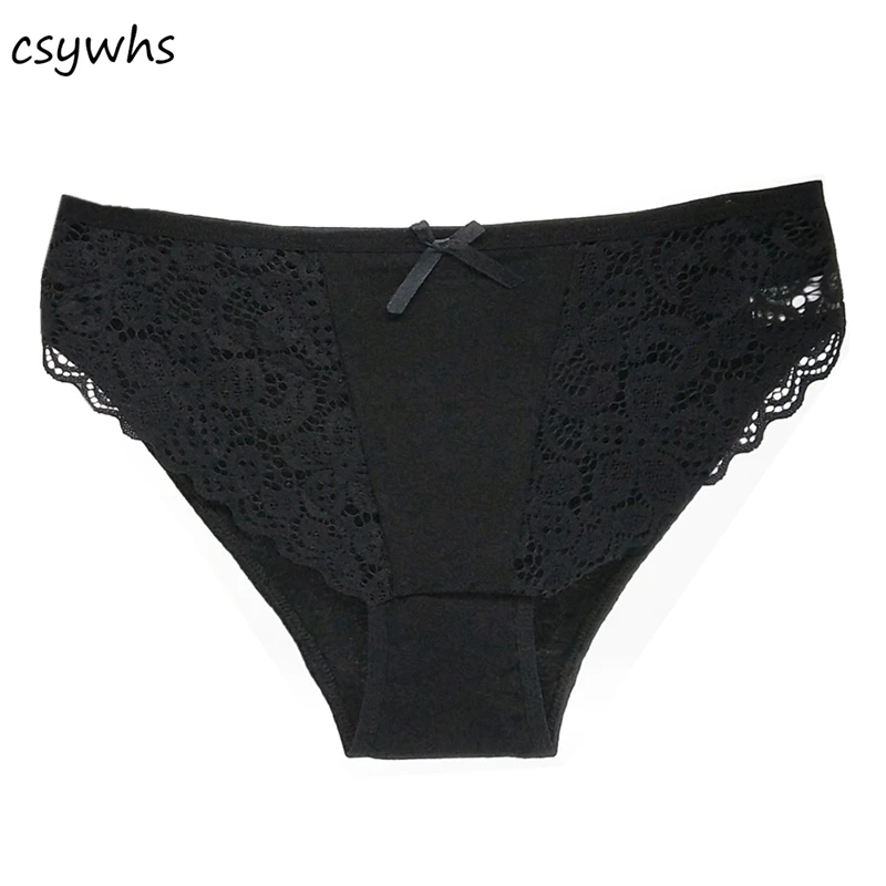 CSYWHS 3 шт./лот сексуальные кружевные трусики женские прозрачные хлопковые трусы с