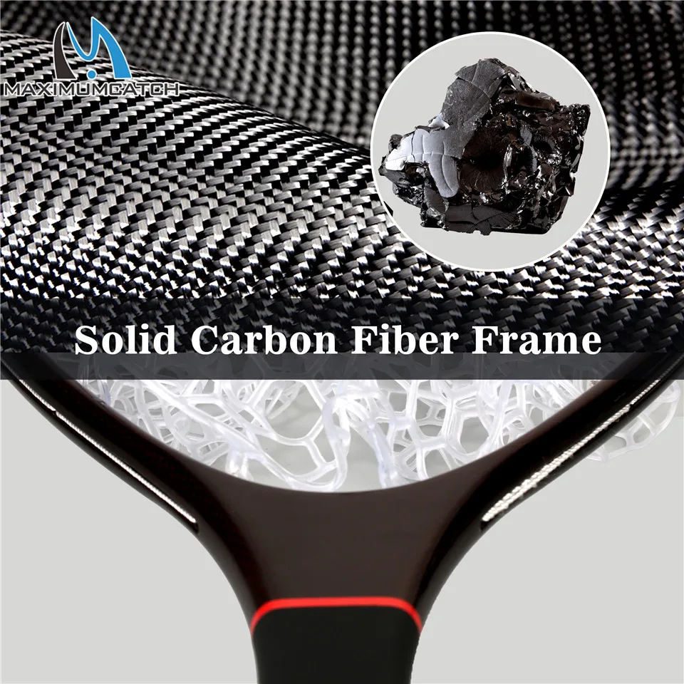 US $66.90 Maximumcatch Fishing Landing Net Carbon Fiber Frame with Clear Rubber Hand Net Light Weight Strong
