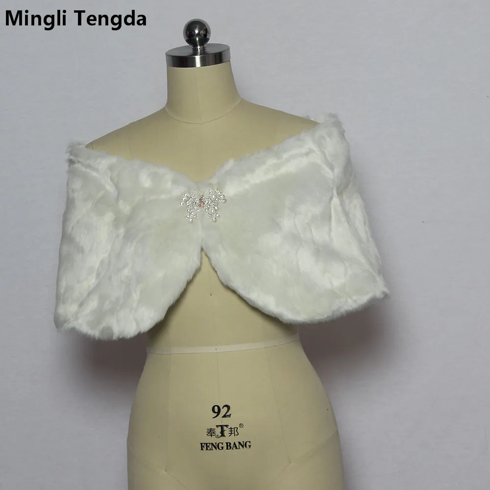 Mingli Tengda искусственного меха Куртка Свадьба Свадебные Меховые болеро Для женщин Утепленная одежда Болеро Обёрточная бумага свадебное