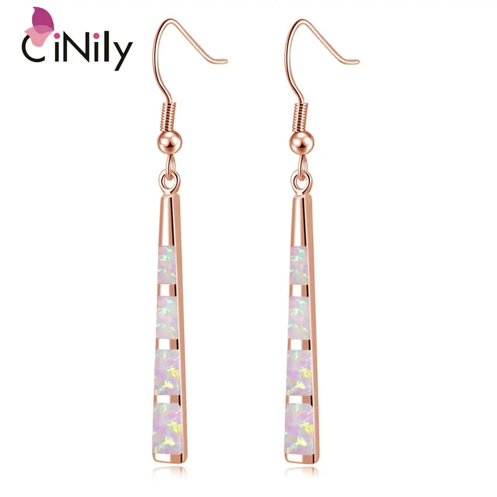 

CiNily Created Pink Fire Opal Rose Gold Cocktail Party Fully-Jewelled Female Drop Dangle Earrings Gift OH4699