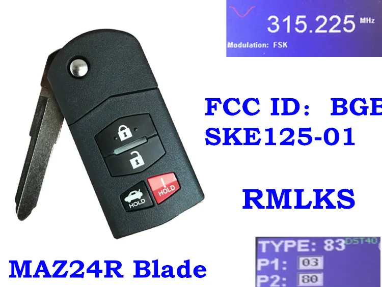 

RMLKS Flip 313MHz 315MHz Remote Key Fob For Mazda MX-5 Miata M M6 BGBX1T478SKE125-01 KPU41788 JX331BA5802C 4D63 80Bit Chip