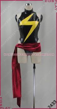 

2016 Ms Marvel Costume Shiny Metallic Zentai Halloween Cosplay Bodysuit for Women Girls Female Lady Catsuit
