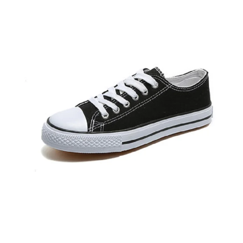 2019 spring white canvas shoes flat bottom lace-up casual shoes
