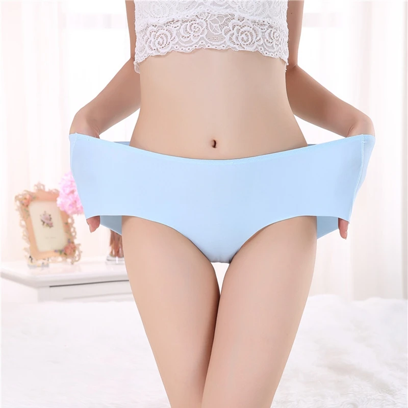 

Seamless Women's Panties ice briefs silk Cool and Intimates underwear triangle plus size 7XL female briefs