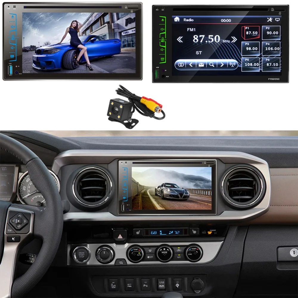2 Din 6 &quotавтомобиль DVD плеер Bluetooth Стерео Радио мультимедийный Поддержка рулевое