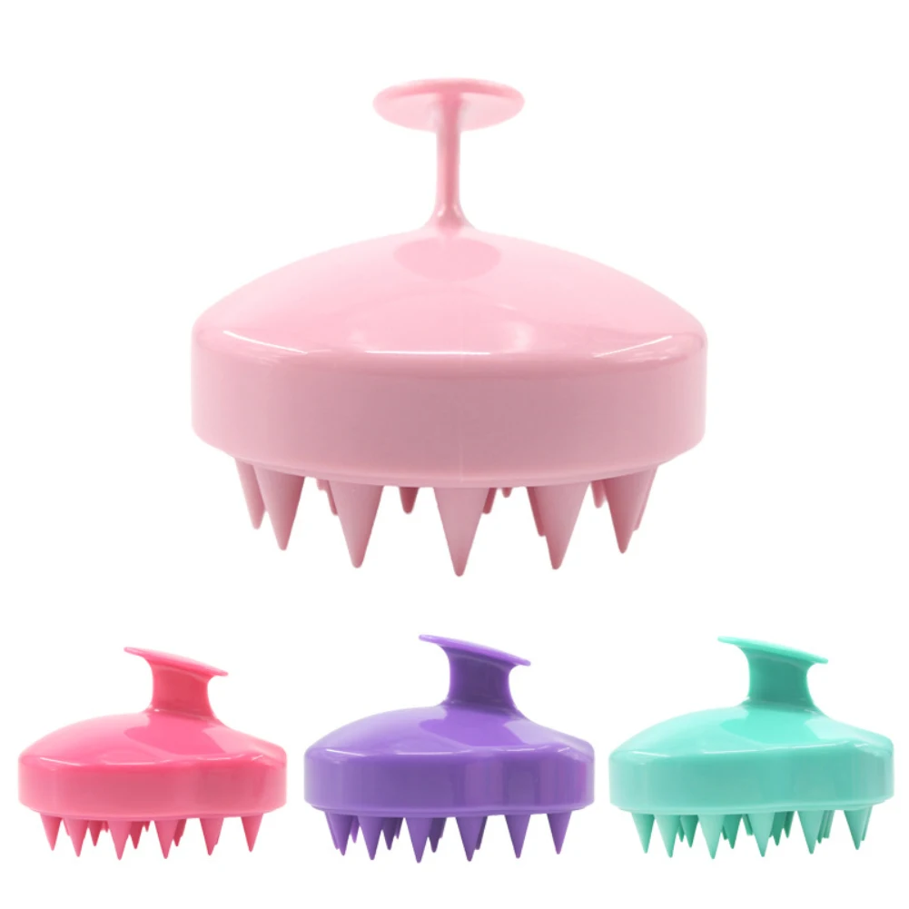 Ручной 5 цветов силиконовый шампунь массажная щетка для мытья Насадки для душа гребень для волос мини-головка меридианного массажа широкая зубная щетка