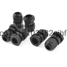 6 Шт. Водонепроницаемый PG9 Пластиковые Кабельные Вводы Крепеж Черный