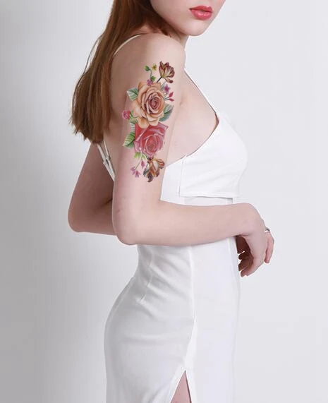 Водонепроницаемый Сексуальный макияж временный боди-арт татуировки наклейки красная роза любит воды передачи временная татуировка Flash