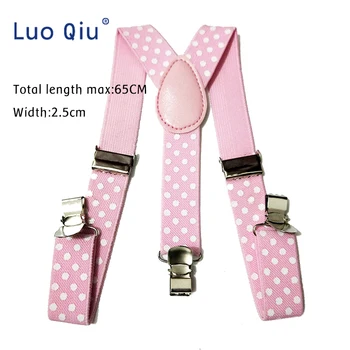 

5pcs/LOT Boys Girls Kid Children Clip on Y Back Elastic Suspenders Slim Adjustable Braces Pink white spots