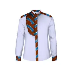 Новая ткань для платья Африканский принт хлопковая рубашка Для мужчин рубашка с длинными рукавами Для мужчин Повседневное рубашка, одежда