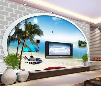 

custom photo wallpaper 3d wall murals wallpaper Sunny beach 3 d background wall Seaside balcony view wallpaper living room decor