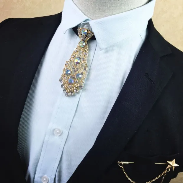 Элегантный мужской женский свадебный деловой галстук для шеи, вечерние галстуки, галстук-бабочка, галстук-платок, эластичная лента для жениха, кристалл, сплав, стразы, галстук-бабочка - Цвет: Handmade Bow Tie