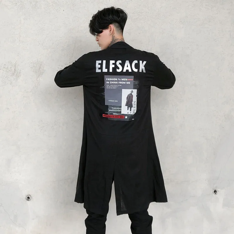 

New Western Stylish Printed Tide Men's Long-Sleeve Shirts Hip Hop Autumn Male Thin Plaid Stage Youth Punk Shirt Streetwear Wrap