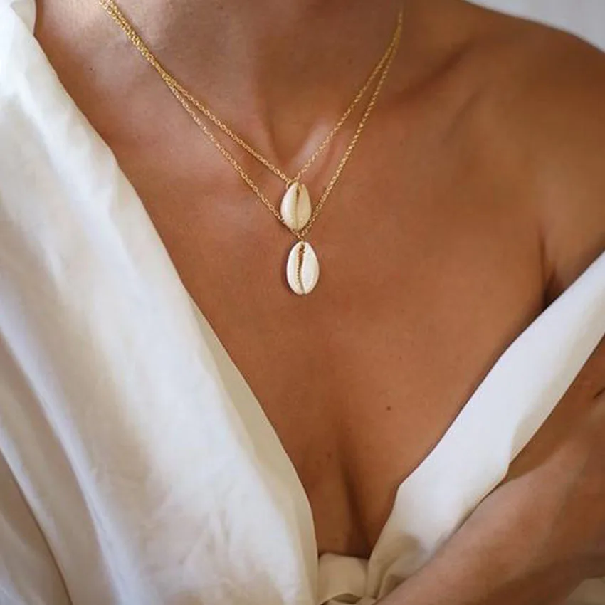 16 видов стилей Boho Shell Колье Ожерелье Подвеска для золотой цепочки чокер ромба