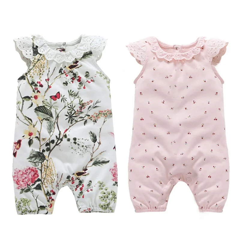 

Baby Clothing Sleeveless Cotton Newborn Dress Summer Suit Flower Jumpsuit Infant Treasure Female