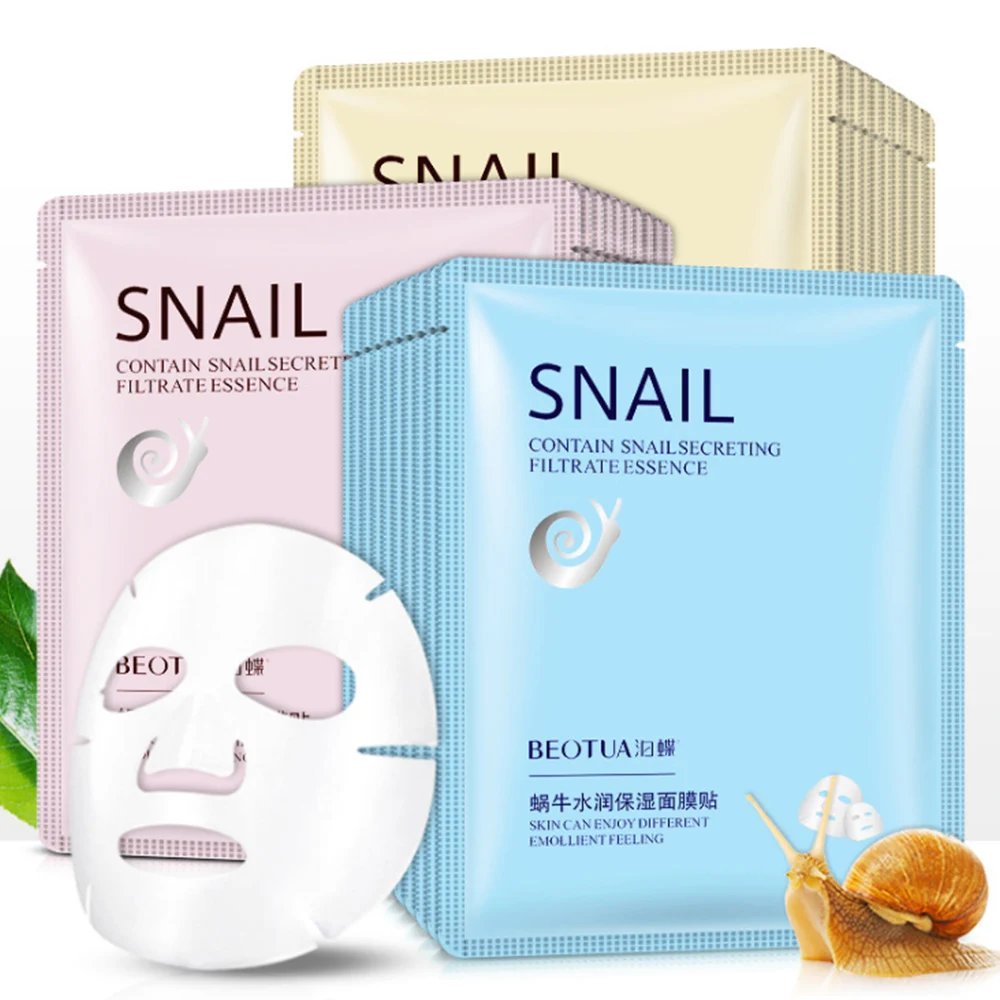 

New Snail Essence Facial Mask Oil Control Anti-Aging Shrink Pores Sheet Mask Skin Care Face Mask Hydrating Moisturizing Mask