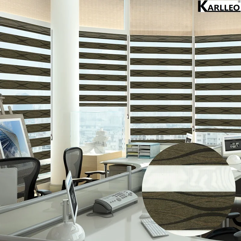 KARLLEO Jacquard Blackout Zebra Roller Blinds Day Night Shades Curtain