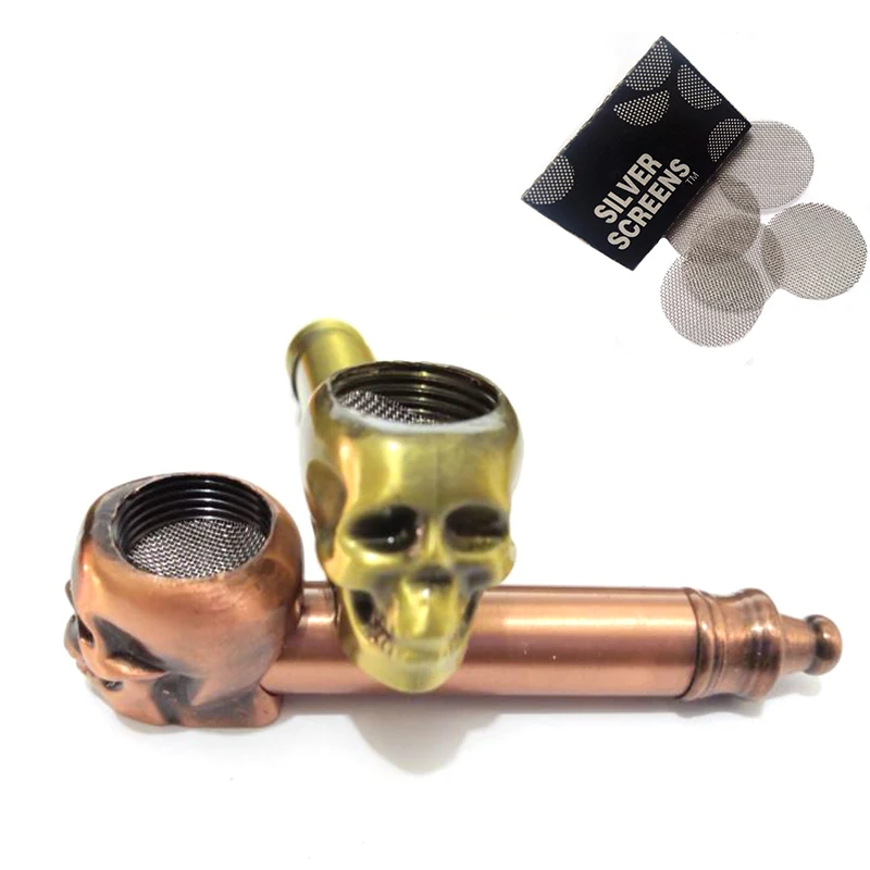 Metal Creativity Skull Classic Pipes Smoking Pipe Mouthpiece Filter Tobacco Pipe Cigar Narguile Grinder Smoke Cigarette Holder