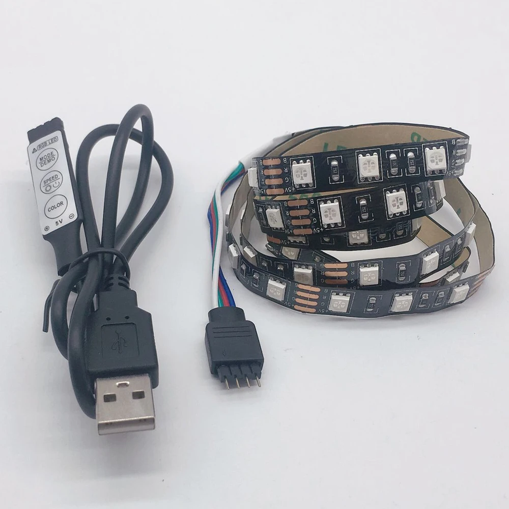 USB линейное светодиодное освещение PC 5 V RGB 5050 5 V 1 M 60 светодиодный/M USB 3 Mini 17 светодиодный контроллер для ключей Водонепроницаемая лента Диодная лампа ТВ ПОДСВЕТКА