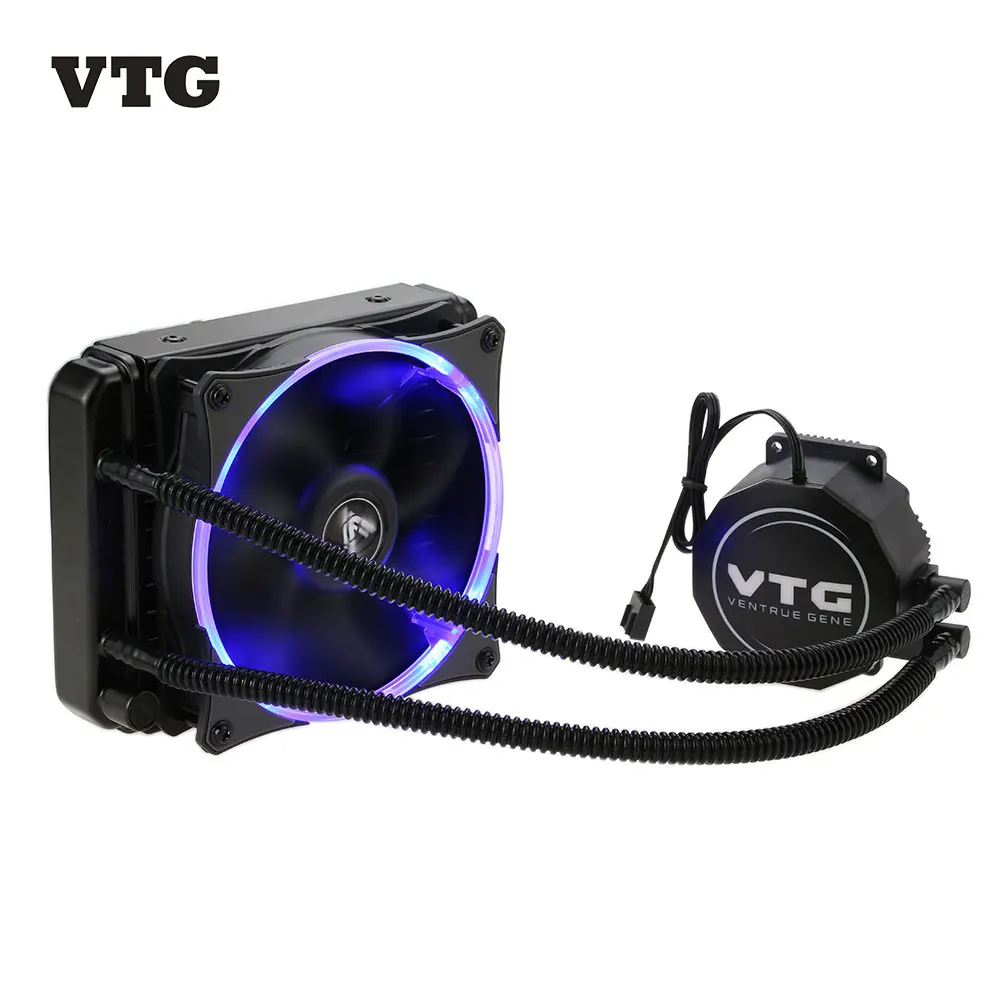 melhor Sistema de Refrigeração Líquida de Água Cooler Freezer Líquido Fluido VTG120 Dynamic Bearing 120mm Ventilador com Luz LED Azul para PC área de trabalho