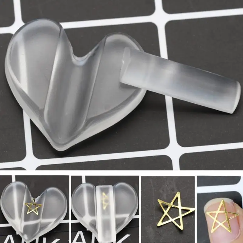 1 шт. прозрачный пресс-форма для ногтей в форме сердца и звезды матовая металлическая рамка для дизайна ногтей изгиб пресс-форма ed модель для маникюра Инструменты для дизайна ногтей
