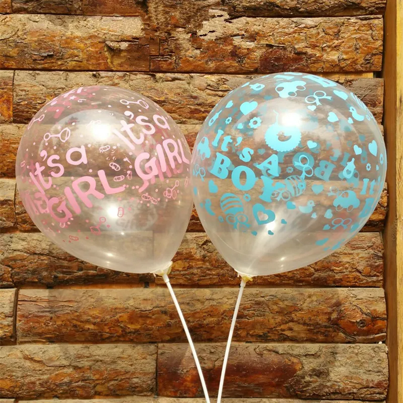 

10pcs/lot It is a boy gril baby boy latex balloons for Birthday, 12inch 3g transparent and blue Baby Its shower Party Decoration