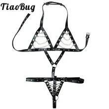 TiaoBug сексуальные женские ПУ кожаные цепи нагрудный ремень для тела с вырезами Холтер клетка бюстгальтер верхняя часть тела ремень Регулируемый порно БДСМ бондаж