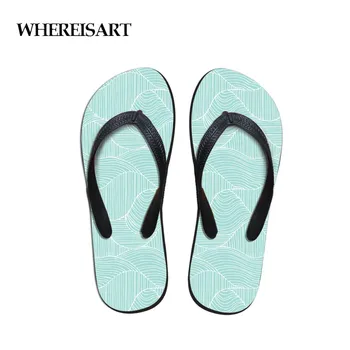 

WHEREISART Simple Design Men's Flip Flops Beach Shoes Outside Sandals Teen Boys Triangle Fit Flops Slippers Geometric Pattern