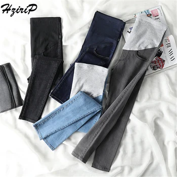 

Hzirip Pregnant Elastic Simple Maternity New Loose Summer Casual Stylish Care Belly Denim Plus Pants