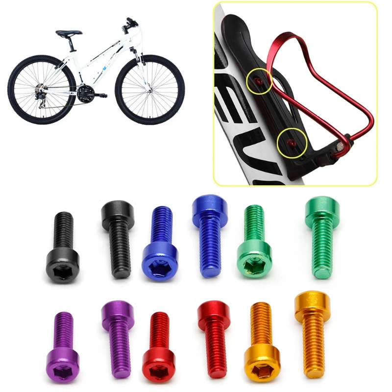 1 Pair MTB Bicycle Kettle Rack Screw Bike Water Bottle Cage Bolts M5 Aluminium Alloy Hex Socket Tapping Screws bicycle water bottle cage water bottle holder bicycle bottle holder bicycle bottle cage screws