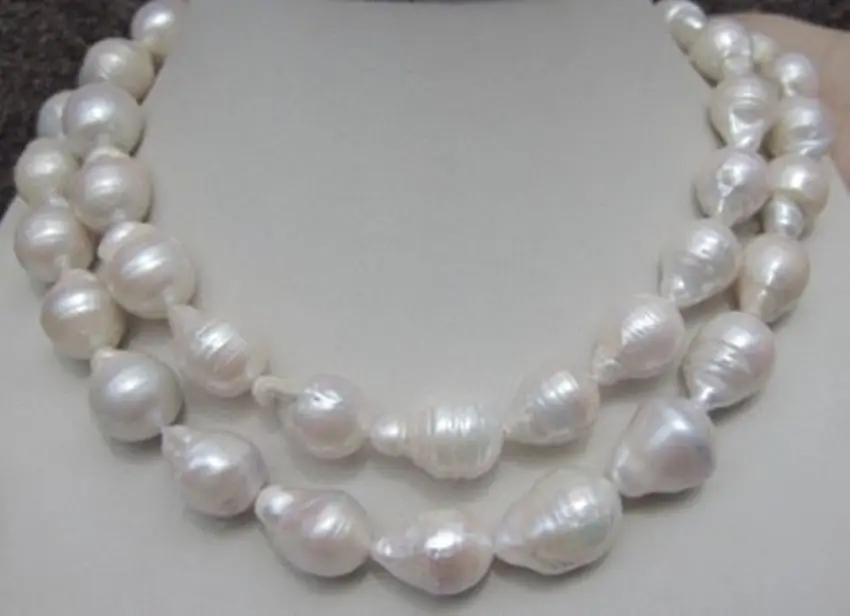 

Miss charm Jew1054 HUGE 12-18MM NATURAL AAA SOUTH SEA WHITE BAROQUE PEARL NECKLACE 35 INCH