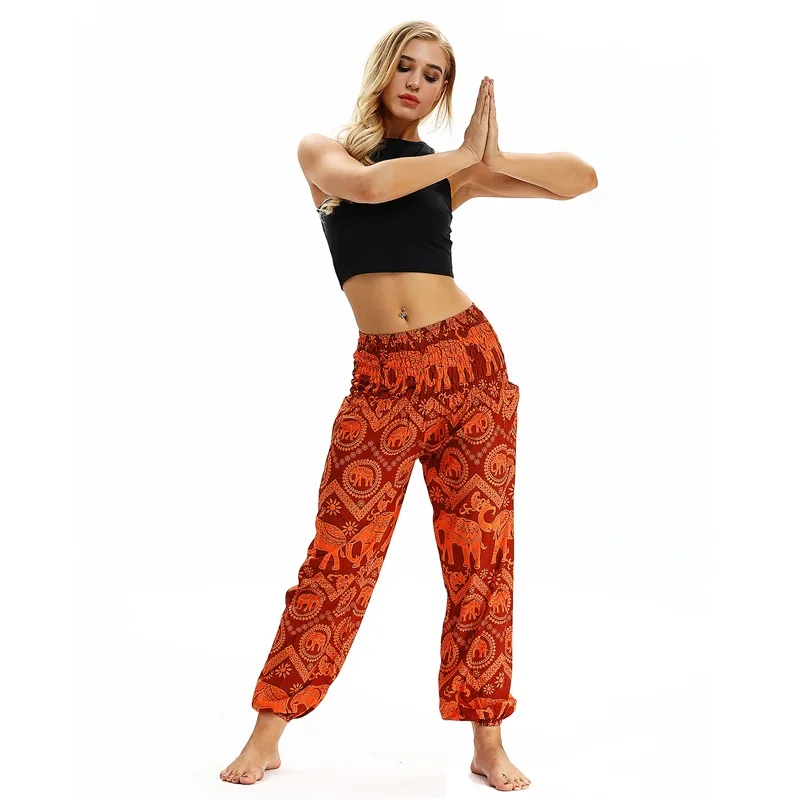 Женские шаровары raisvern в винтажном стиле с 3D принтом, широкие брюки, Yuga, спортивные свободные брюки с эластичной резинкой на талии, брюки в богемном стиле, Прямая поставка - Цвет: color7