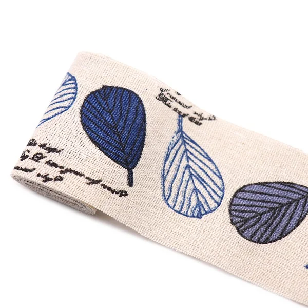 6,5 см х 2 м) мульти дизайн "ручной работы" печатная хлопковая кружевная лента шитье свадебное украшение из ткани подарочная упаковка Рождественская лента - Цвет: Blue leaves