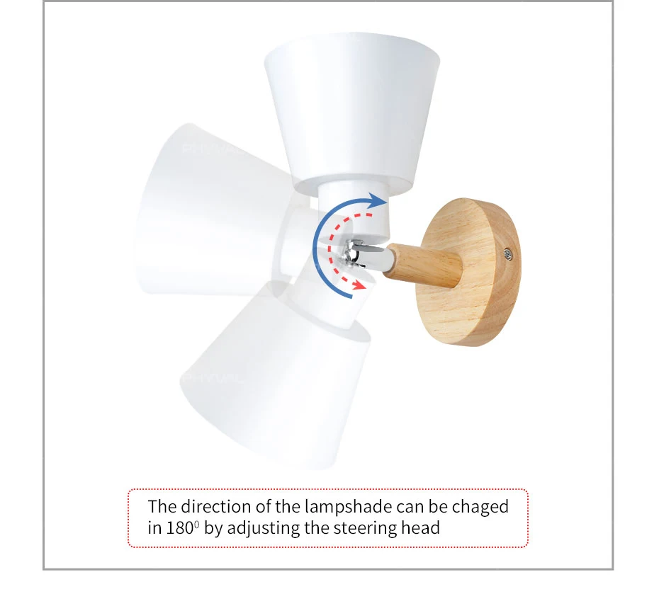 Настенные светильники 10 см деревянная база 12 см алюминиевый легкий абажур вверх и вниз Регулировка рулевой головки E27 безопасный держатель лампы