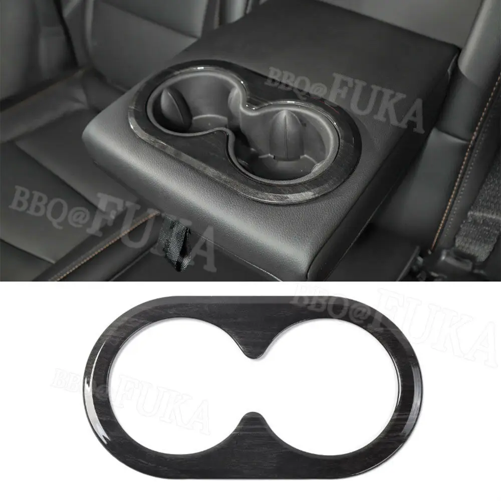 Carbon Fiber Car Rear Seat Water Cup Holder Cover Interior Trim Fit For