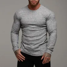 Новинка, мужской осенне-зимний Повседневный облегающий свитер, вязаный свитер, Мужская однотонная блуза с длинным рукавом, Топы# VE12107