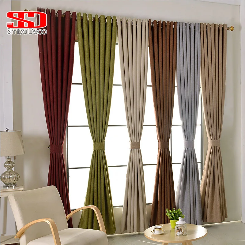 

Modern Faux Plain Linen Blackout Curtain for Living Room Solid Drapes Shades for Bedroom Window Panel Custom size Cortina Grey