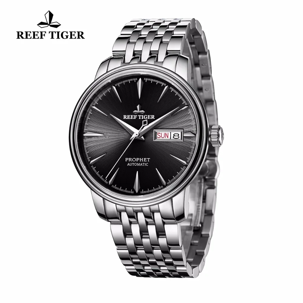 Reef Tiger/RT Dress Watches with Date Day Full Stainless Steel Watch Automatic Watches RGA8236