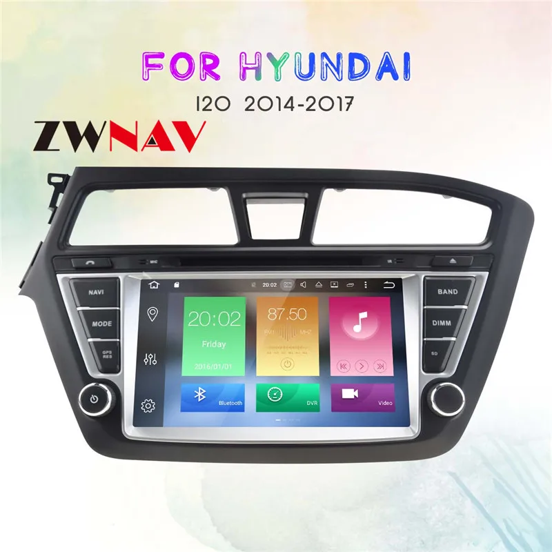Excellent Android 8.0 Car GPS Navigation auto stereo Radio Screen For HYUNDAI I20 2014-2017 Left hand driving gps android Display ZWNAV 2