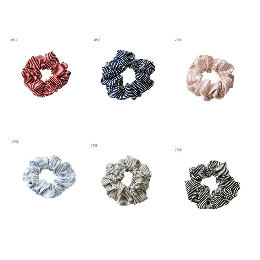 2 PCS Women Girls Elastic Hair Rubber Bands Accessories Stripes Hair Ring Rope Ponytail Holder Hair Rope For Women Ladies