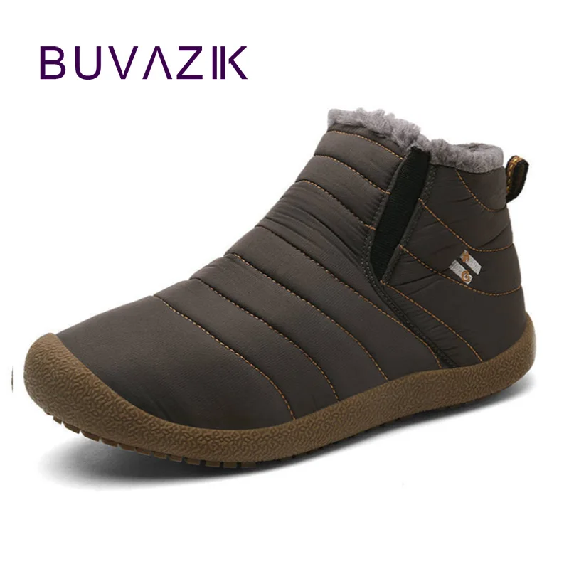 

BUVAZIK winter snow boots men cotton fur warm boots men warm waterproof boots comfortable cotton fabric casual shoes