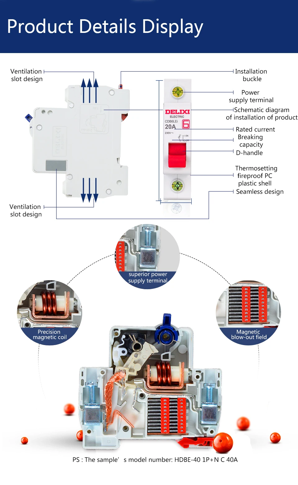 DELIXI RCBO CDB6iLE 1P N 230 В AC 10 16 20 25 32A 6KA мини-автоматический выключатель от перегрузки защита от короткого протекания