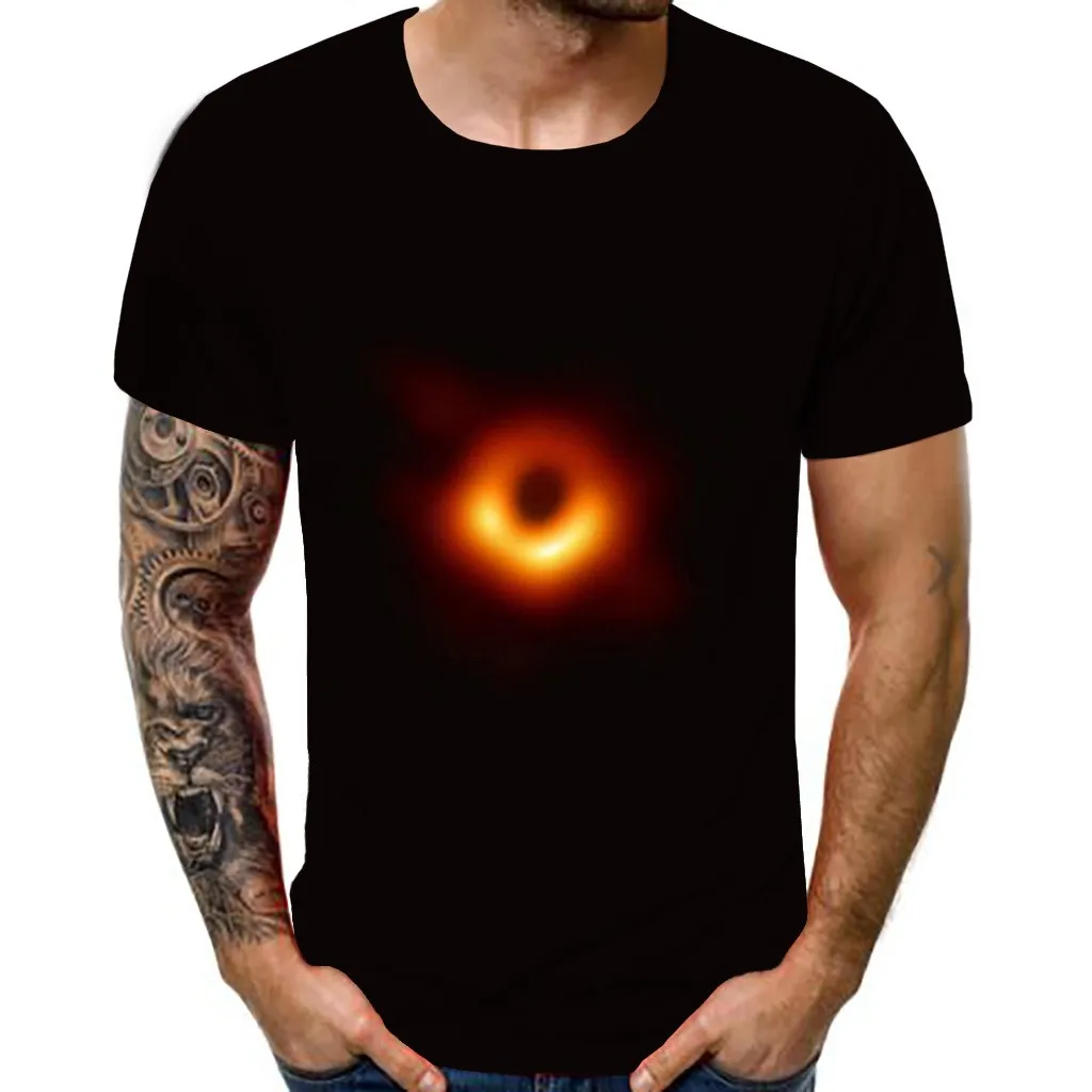

FREE OSTRICH T Shirt Men black hole t shirt Men's Summer New Style Fashion 3D black hole Printed Short Sleeve Comfortable Tshirt