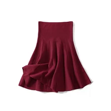 Женская Осенняя Юбка трикотажная длинная высокая талия А-силуэт женские весенние плиссированные юбки-MX8