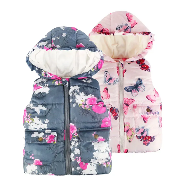 2 6T Autumn Wear Lining Girls Down Baby Girl Vests Cartoon Print Plus