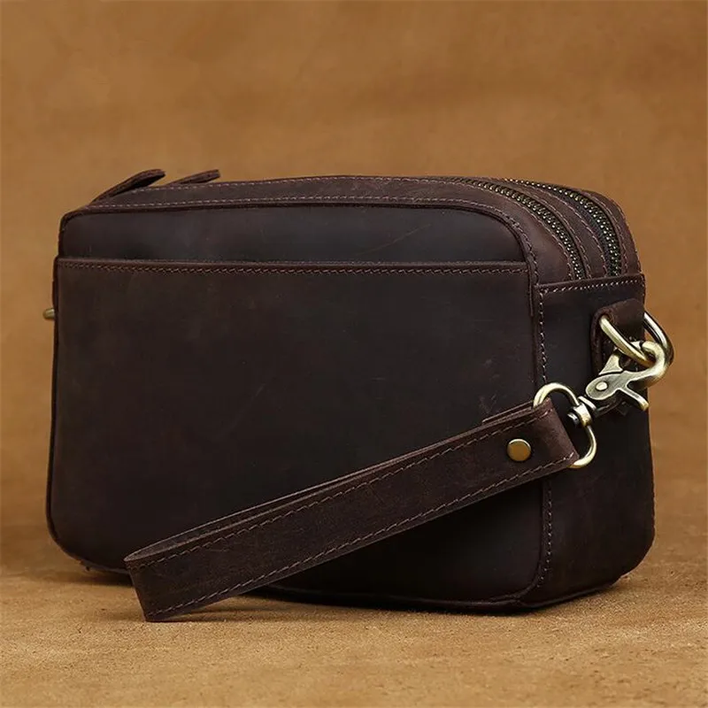 2016 new retro men crazy horse leather handbag shoulder messenger bag