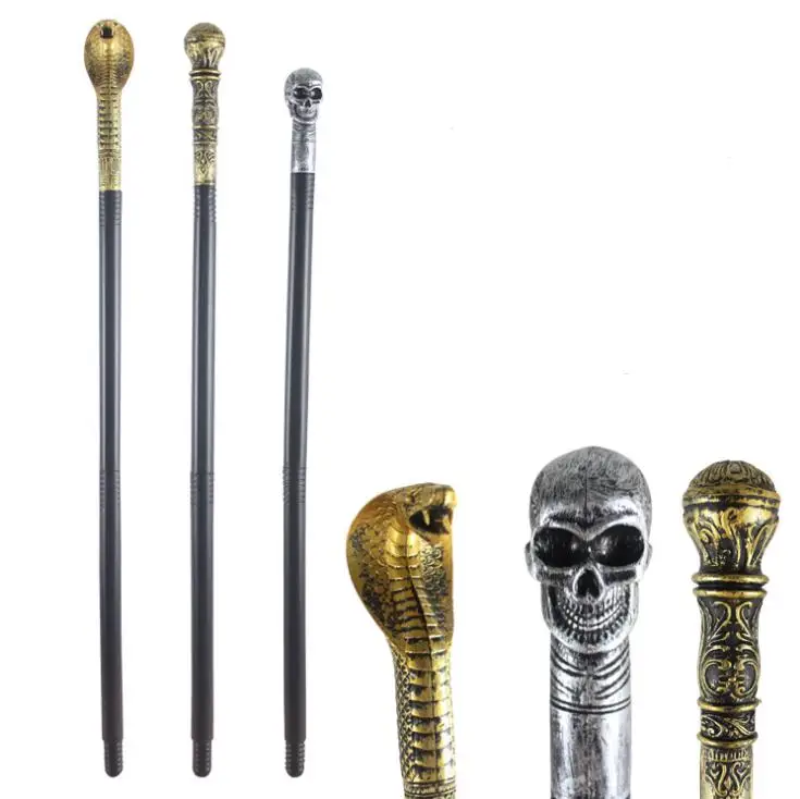 

Evil Witch Halloween Handheld Cane Staff Snake Skeleton Skull King Magic Wands Canes Costume Party Stage props gift