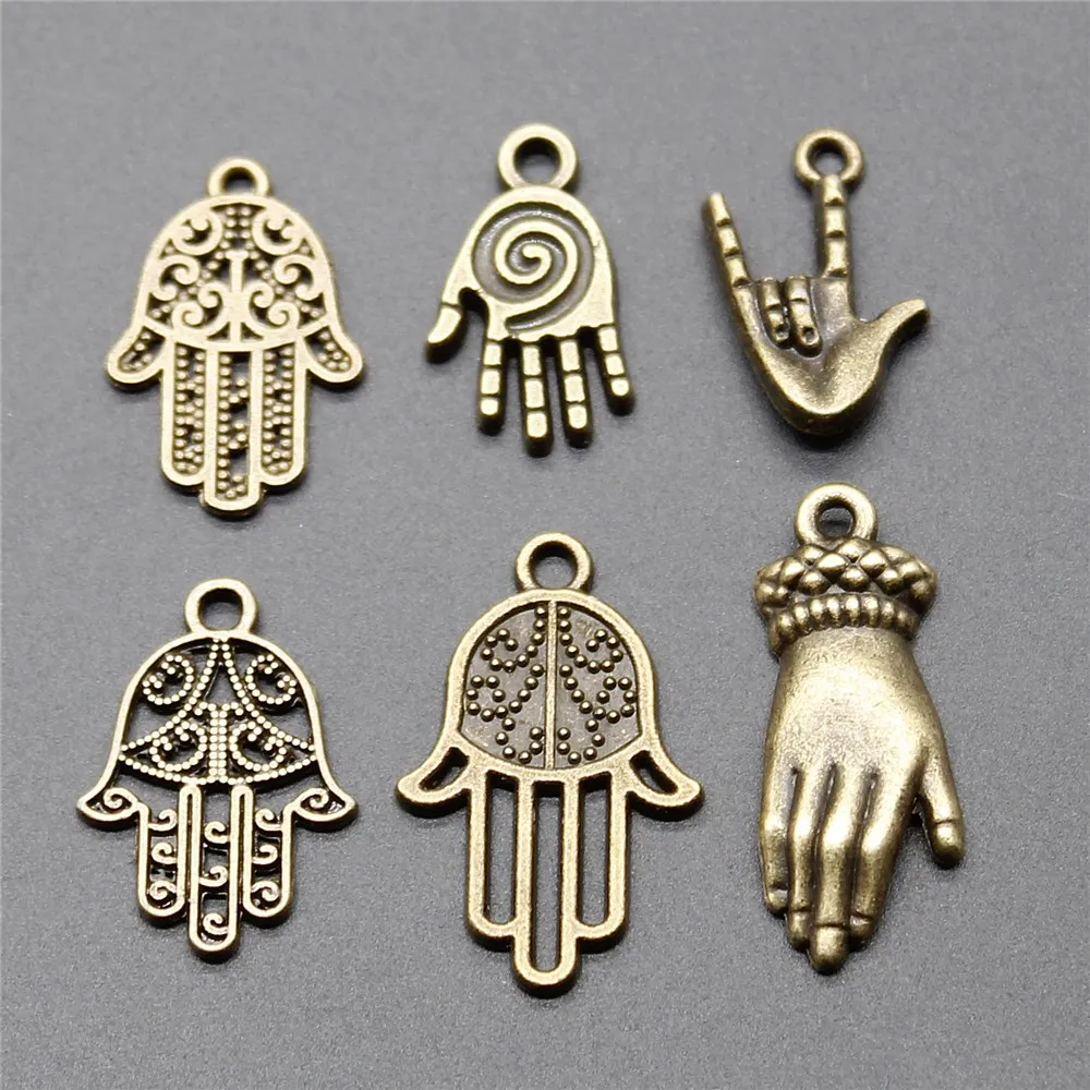 

20pcs Hamsa Hand Charm Antique Bronze Color Hand Pendant Charms For Jewelry Making Hands Charm Making Jewelry
