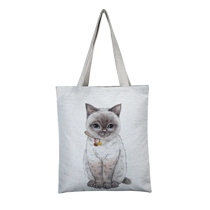 EXCELSIOR женская сумка, холщовая, с рисунком кота, Наплечные сумки, холщовая, на заказ, сумка для покупок, сумка, основная, Bolsa Feminina - Цвет: G